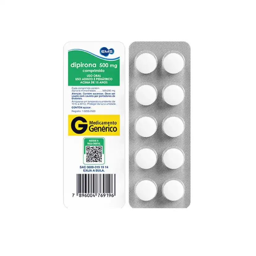 Dipirona Monoidratada 500mg 10 comprimidos EMS (Genérico)